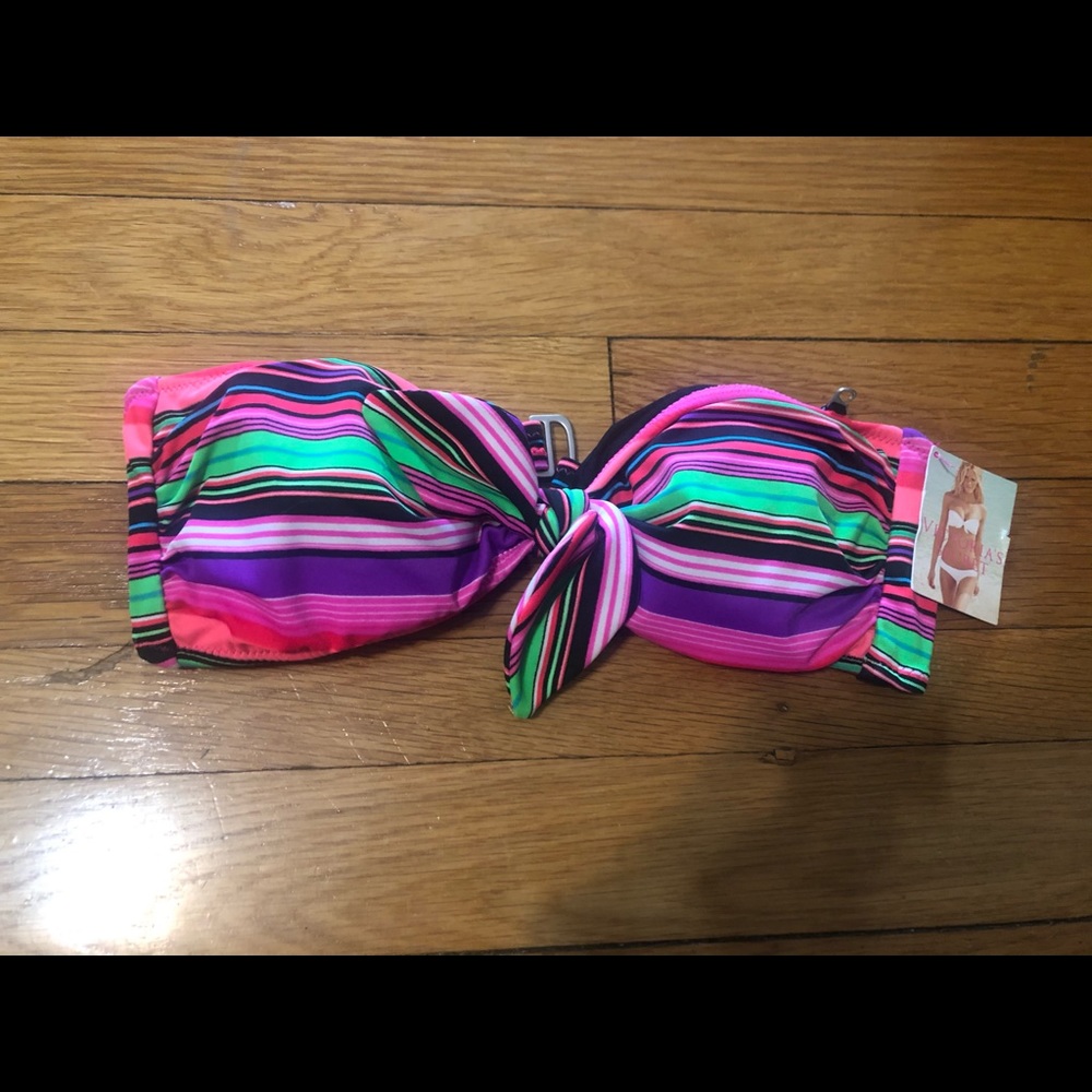 NWT Victoria’s Secret Swim Top Striped Bandeau XS